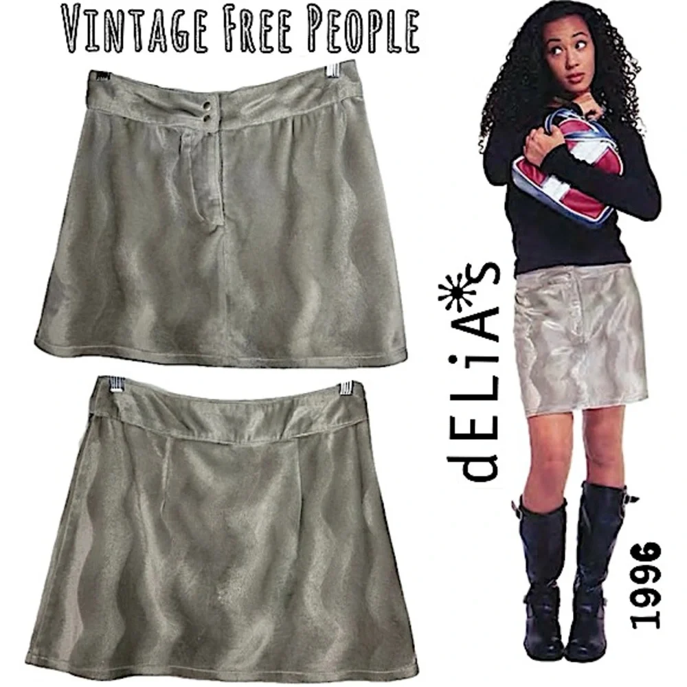 EUC Free People Metallic Mini Skirt *Vintage Y2K/90s* - Picture 1 of 15